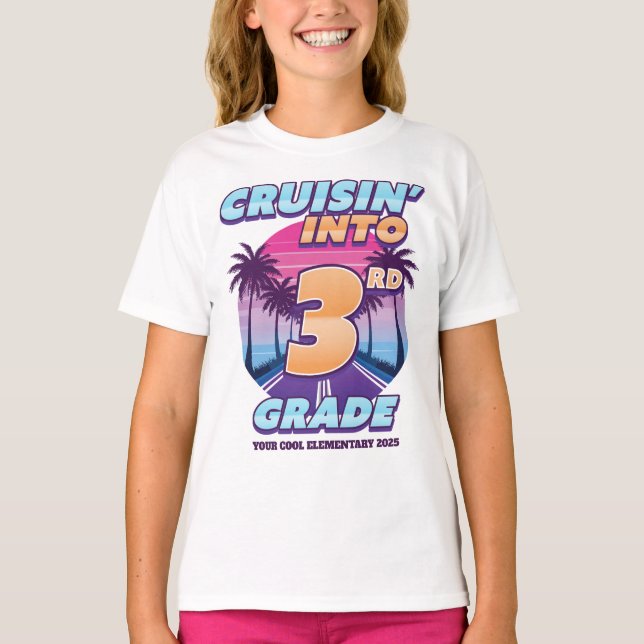 Camiseta Cruisin’ Back to School 3rd Grade Girl's (Frente)