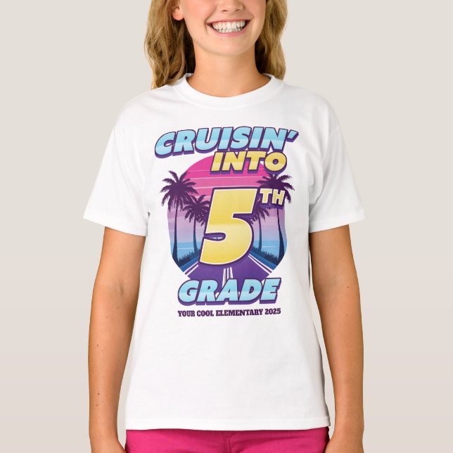 Camiseta Cruisin’ Back to School 5th Grade Girl's (Frente)
