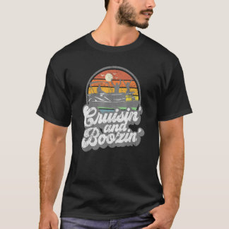 Camiseta Cruisin E Boozin Boatin Retro Funny Pontoon