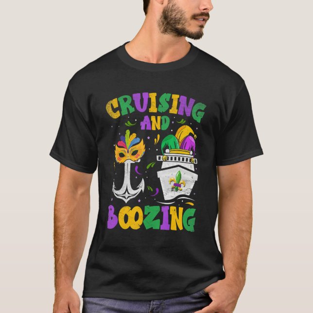 Camiseta Cruising and Boozing Mardi Gras Cruise Matching Fa (Frente)