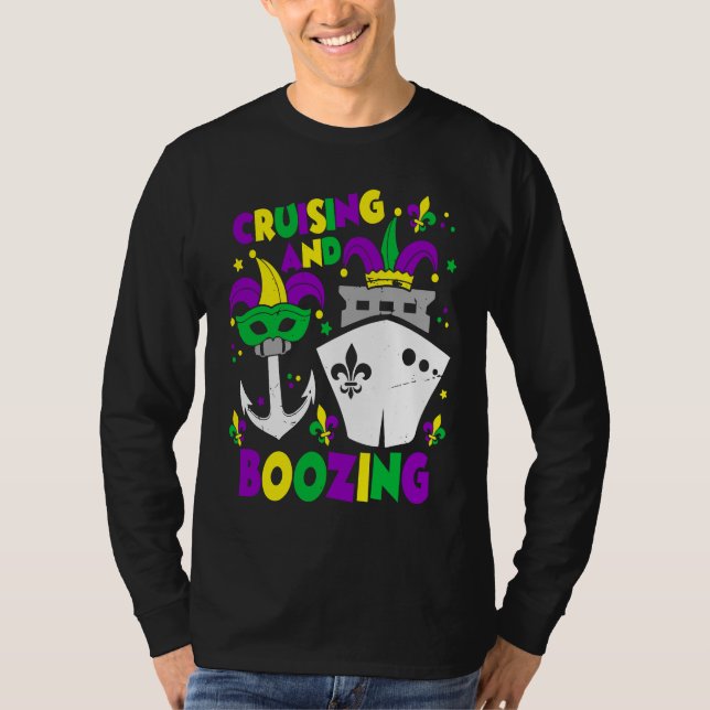 Camiseta Cruising And Boozing Mardi Gras Cruise Matching Fa (Frente)