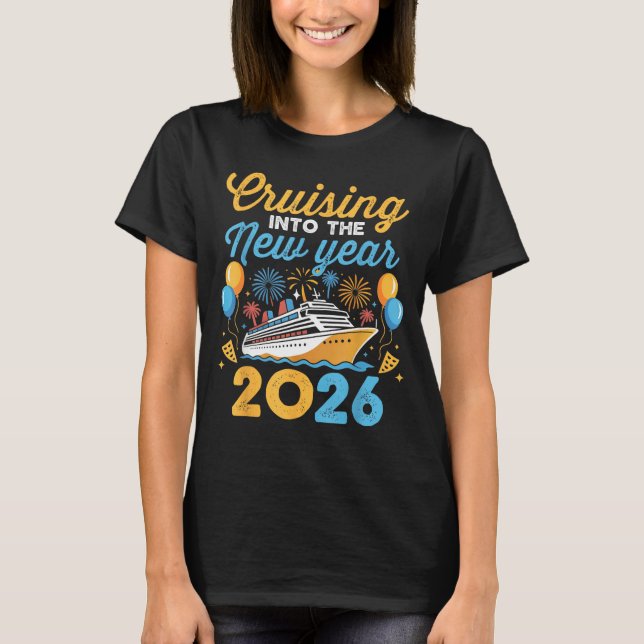 Camiseta Cruising Into The New Year 2026 Family Cruise Cele (Frente)