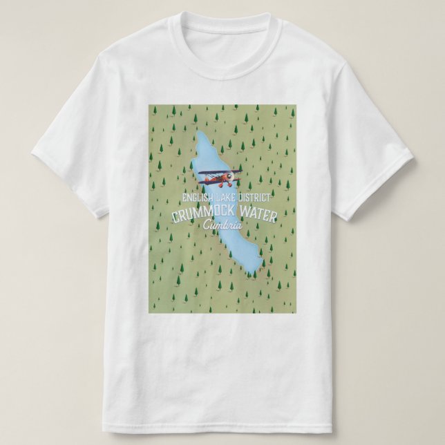 Camiseta Crummock Water, mapa do distrito dos lagos pôster  (Frente do Design)