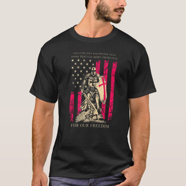 Camiseta Crusader Knight Templar Warrior Of God America Fla (Frente)