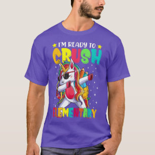 Camiseta Crush Elementar Dabbing Unicorn de volta à Escola 
