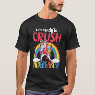 Camiseta Crush Kindergarten Dabbing Unicorn de volta à esco