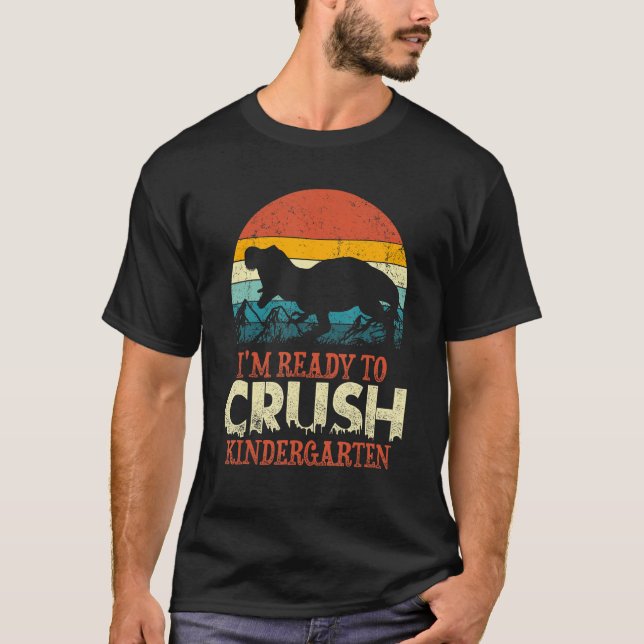 Camiseta Crush Kindergarten Dinosaur Back To School Kids Bo (Frente)