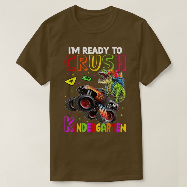 Camiseta Crush Kindergarten Dinosaur Monster Truck Back To  (Frente do Design)