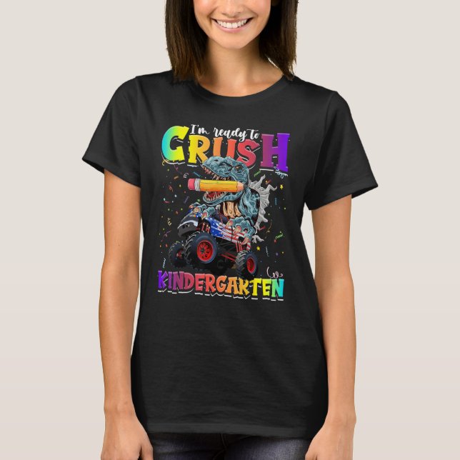 Camiseta Crush Kindergarten Dinosaur Monster Truck Back to  (Frente)