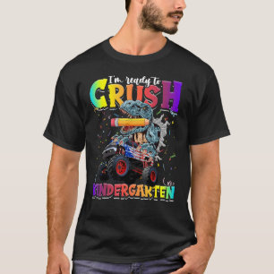 Camiseta Crush Kindergarten Dinossaur Monster Caminhão de v