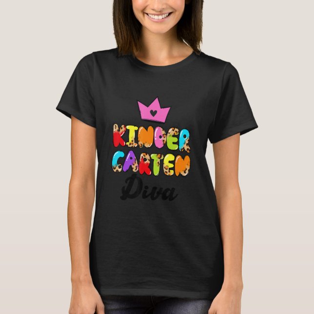 Camiseta Crush Kindergarten Diva Leopard Coroa De Volta A S (Frente)