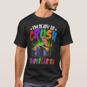 Camiseta Crush Kindergarten Monster Dinossaur Caminhão De V