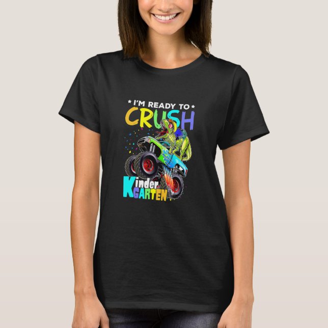 Camiseta Crush Kindergarten Monster Dinossaur Caminhão De V (Frente)