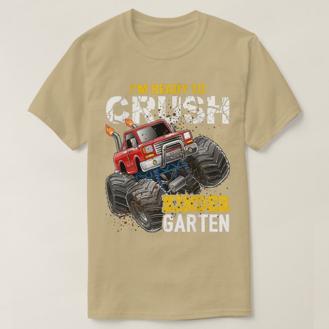 Camiseta Crush Kindergarten Monster Truck de volta à Escola (Frente do Design)