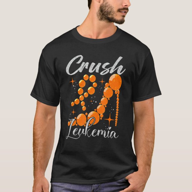 Camiseta Crush Leukemia Awareness Orange Ribbon High Heel W (Frente)