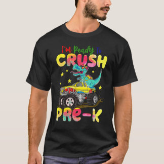 Camiseta Crush Pre K Dinosaur Monster Truck Back To School 