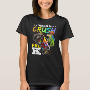 Camiseta Crush Pre K Dinossaur Monster Caminhão De Volta À 