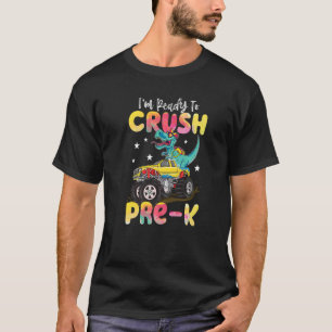 Camiseta Crush Pre K Dinossaur Monster Caminhão De Volta À 