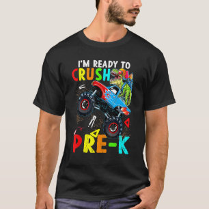 Camiseta Crush Pre K Dinossaur Monster Caminhão De Volta À