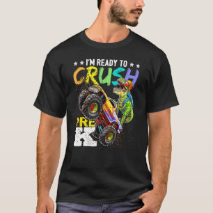 Camiseta Crush Pre K Dinossaur Monster Caminhão De Volta À