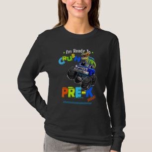 Camiseta Crush Pre K Dinossaur Monster Caminhão De Volta À