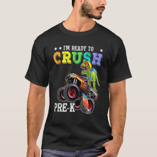 Camiseta Crush Pre K Dinossaur Monster Caminhão De Volta À 