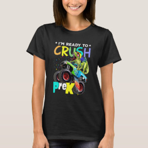 Camiseta Crush Pre K Dinossaur Monster Caminhão De Volta À 