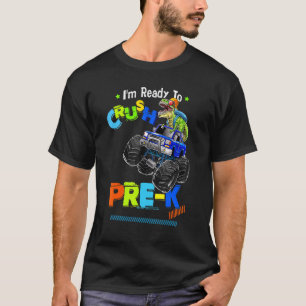 Camiseta Crush Pre K Dinossaur Monster Caminhão De Volta À