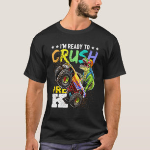 Camiseta Crush Pre K Dinossaur Monster Caminhão De Volta À