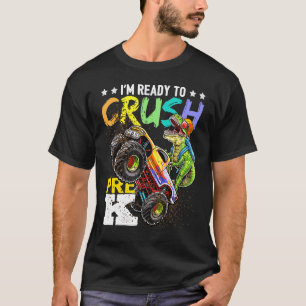 Camiseta Crush Pre K Dinossaur Monster Caminhão De Volta À