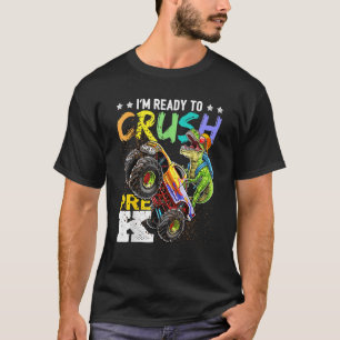 Camiseta Crush Pre K Dinossaur Monster Caminhão De Volta À 