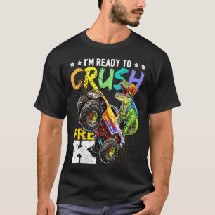Camiseta Crush Pre K Dinossaur Monster Caminhão De Volta À
