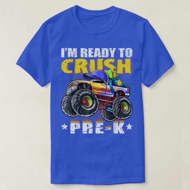 Camiseta Crush Pre-k Monster Truck Backpack Back To School  (Frente do Design)