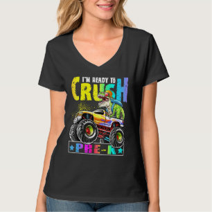 Camiseta Crush Pre K T Rex Dinossaur Monster Truck Back To