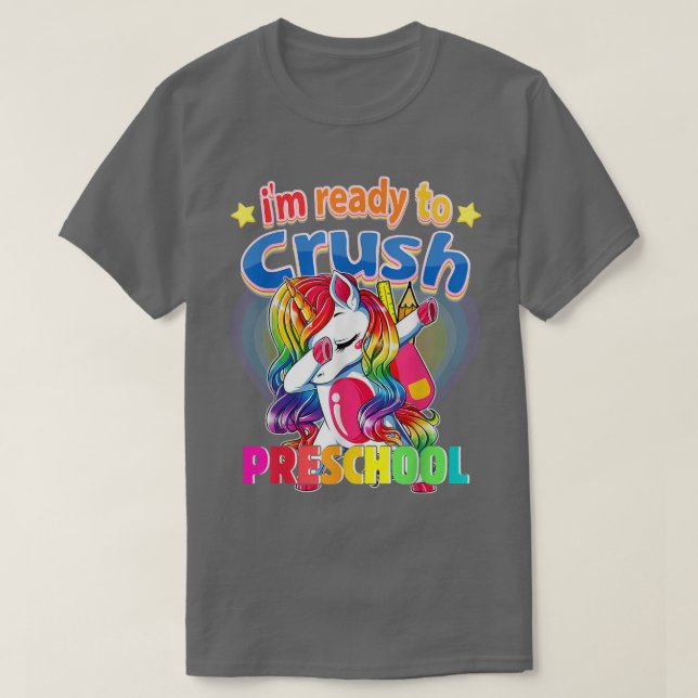 Camiseta Crush Preschool Unicorn Back to School Girls  (Frente do Design)