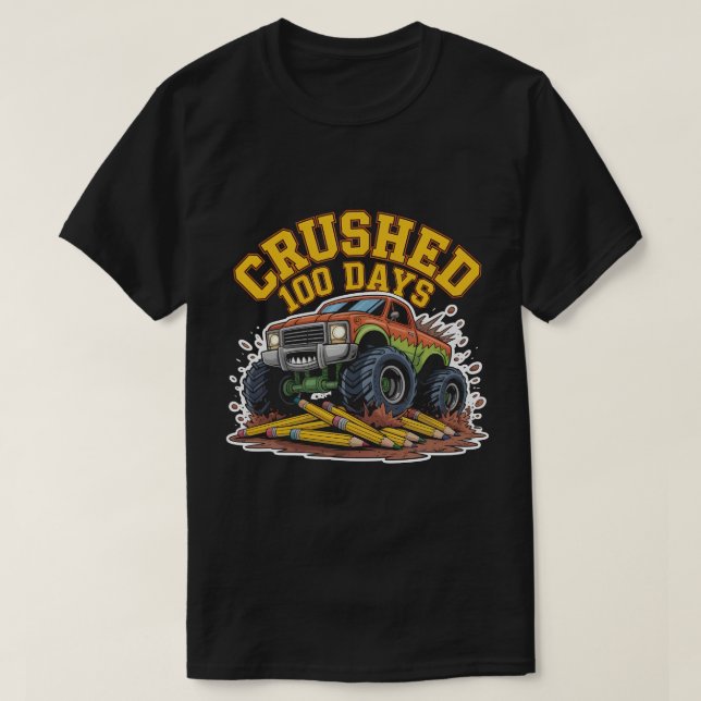 Camiseta  Crushed 100 Days of School Monster Truck Shirt Bo (Frente do Design)