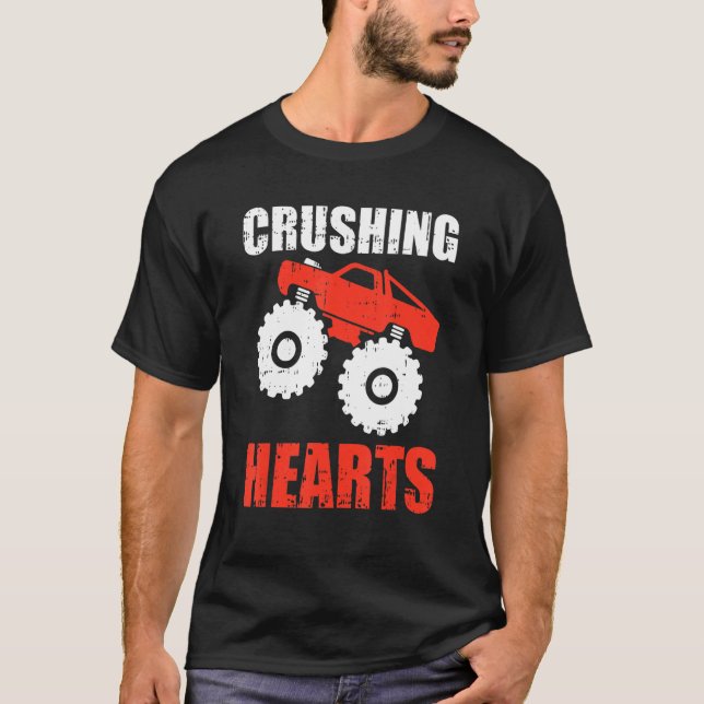 Camiseta Crushing Heart Valentines Day Cool Monster Truck L (Frente)