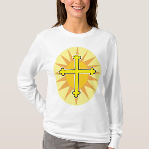 Camiseta Cruz Amarela Bottony Explosão Solar Fé Cristã