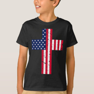 Camiseta Cruz Bandeira EUA Cristão Religioso América Fé