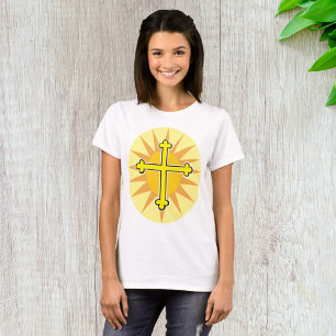 Camiseta Cruz Bottony Amarelo Explosão Solar Fé Cristã