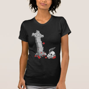 Camiseta Cruz celta, corvo e crânio