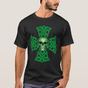 Camiseta Cruz Celta E Orgulho Irlandês Do Crânio Verde