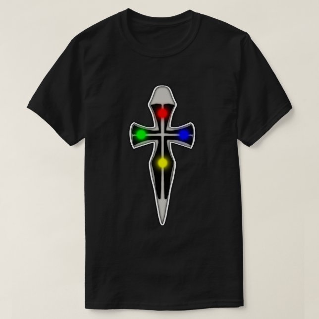 Camiseta Cruz com Gemstones (Frente do Design)