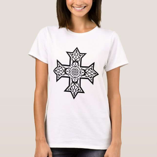 Camiseta Cruz Copta Símbolo Cristão Antigo Arte (Frente)