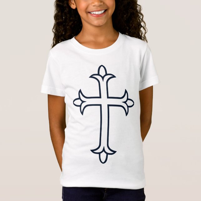 Camiseta Cruz Cristã Clássica Arte Minimalista Fina (Frente)