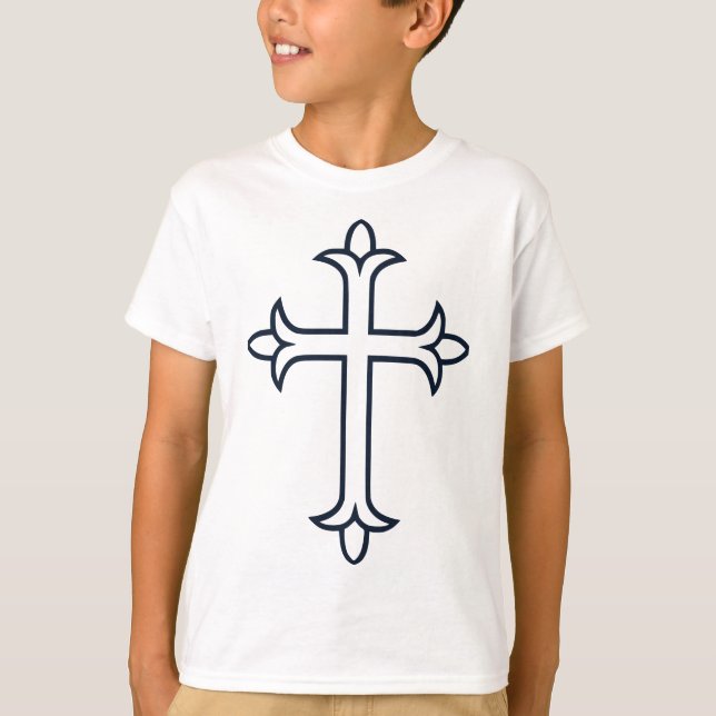 Camiseta Cruz Cristã Clássica Arte Minimalista Fina (Frente)
