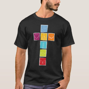 Camiseta Cruz Cristã com Símbolos do Cristianismo Fé