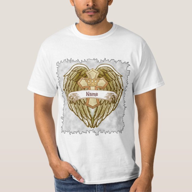 Camiseta Cruz Cristã Coroa Asas (Frente)