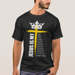 Camiseta Cruz Cristã Cristo Jesus É Meu Deus Rei Senhor A