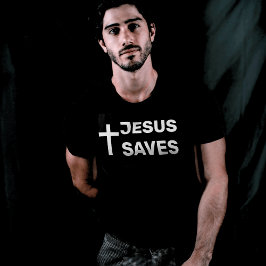 Camiseta Cruz Cristã Negra Jesus Salva 